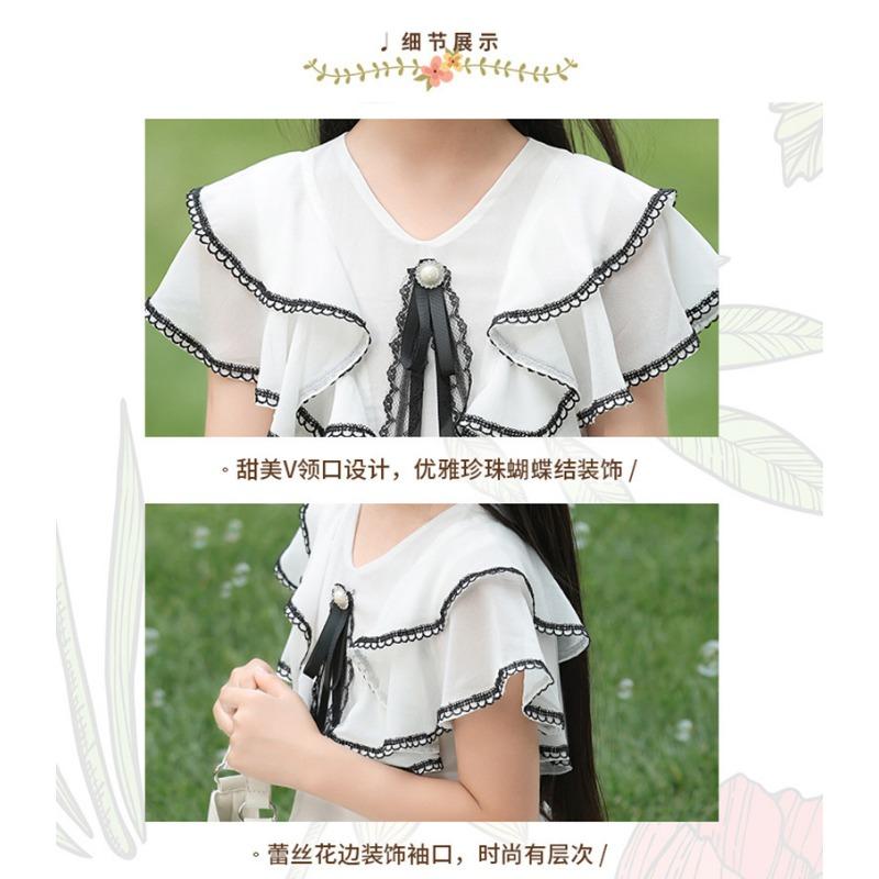 Girls Beach Summer Princess Dress Short Sleeve Solid Color