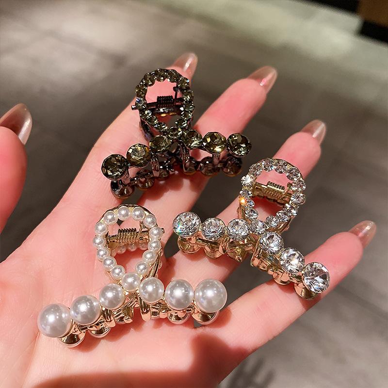 Alloy Rhinestone Small Hair Claw for Women Girls Ponytail Headwear Summer Elegant Shining Hair Grab Clip Hairpins Side Barrettes