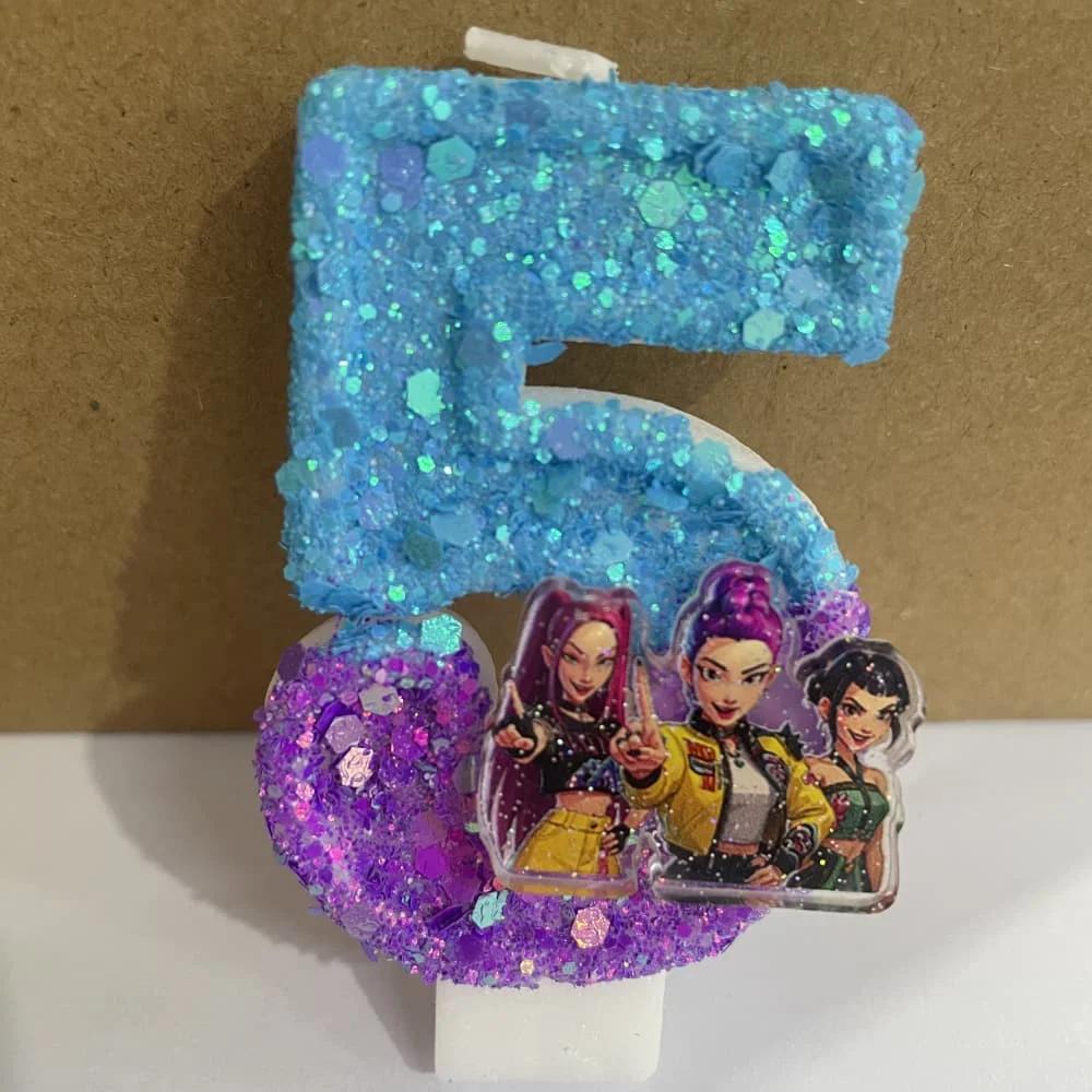 Kpop Demon Hunters Theme Candle 3D Number 0-9 Kids Birthday Cake Decoration Baby Shower Anime Party Accessories Gifts