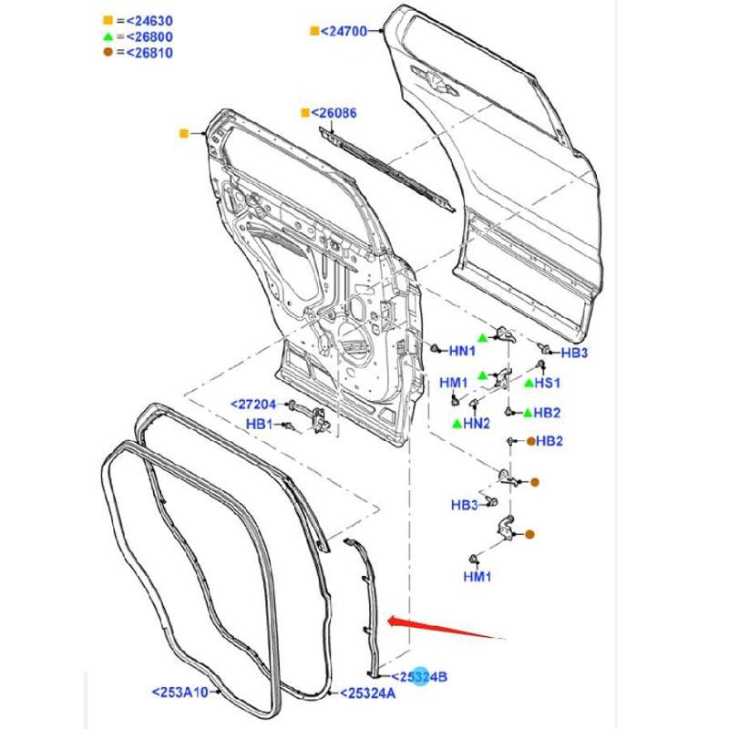Rear Door Left Right Weatherstrip Sealing Strips For Ford Explorer 2011-2019 BB5Z7825325B BB5Z7825324B