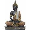 Meditating Sitting Buddha Statue Showpiece Idol Home Decor Items for Living Room Decorative Showpiece - 25.4 Cm  (Stone, Brass, Crystal, Black, Gold)