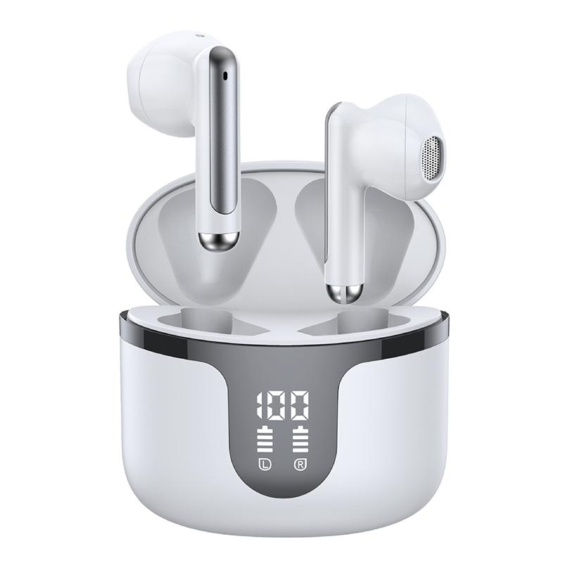 

S47 TWS Earphones Bluetooth-compatible 5.3 Wireless Earbuds with Digital Display Charging Case White