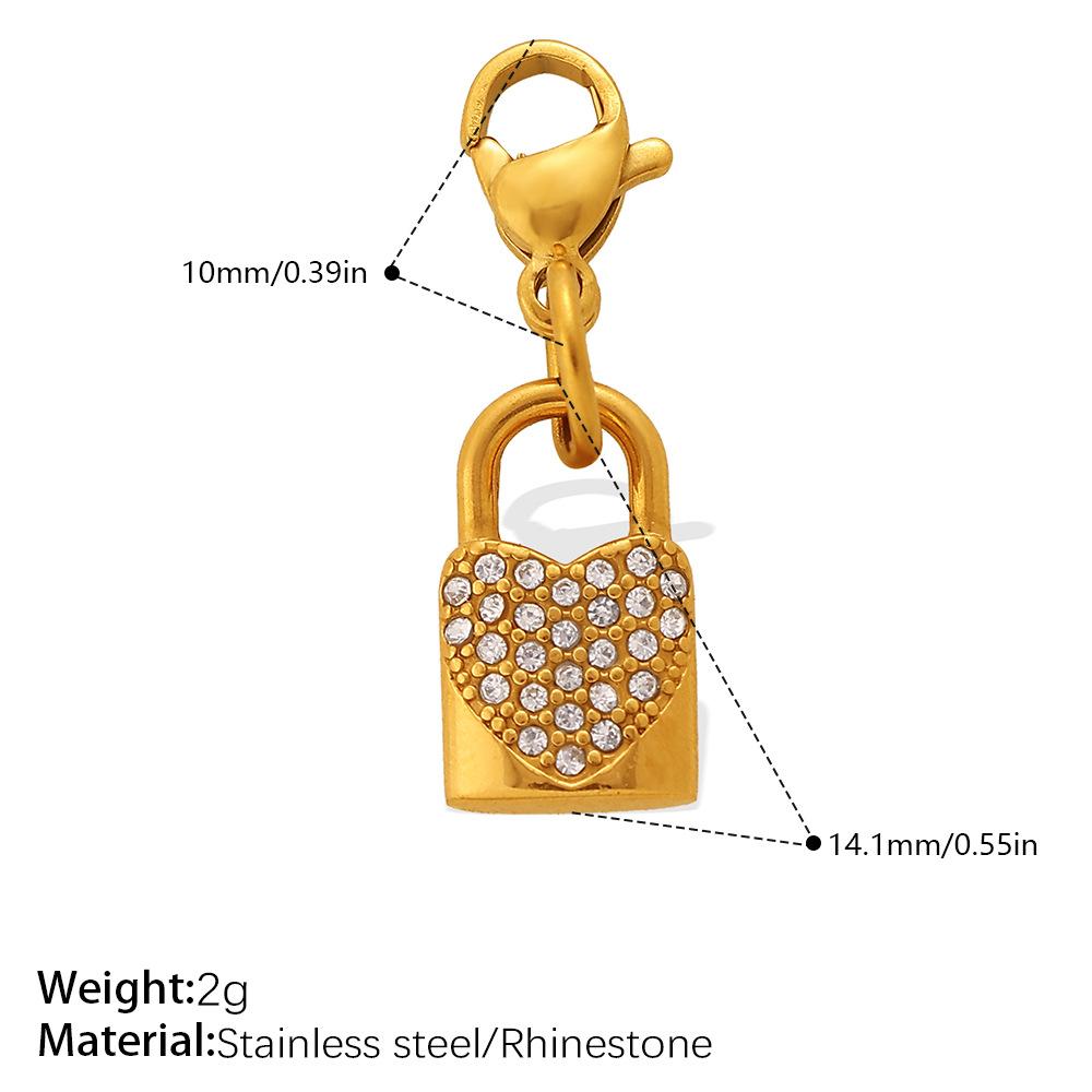 

European and American Retro Style Fashion Versatile Diamond Lock Series Lobster Buckle Pendant Not Plated with 18K Gold DIY Accessories