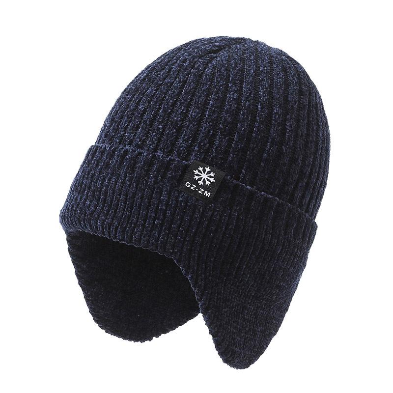 Ear Cap Men's Winter Velvet Thickened Warm Wool Hat Outdoor Windproof and Cold-proof Knitted Hat Cold Hat