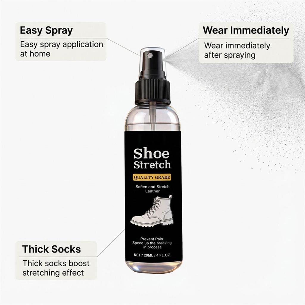 120ml Shoe Stretcher Spray Softening Stretching Liquid Professional Boot Stretcher Spray for Leather Suede Canvas Softeners