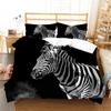 Zebra Duvet Cover Set King Queen Size Polyester Comforter Cover Black And White Stripe Wild Animals For Kids Teens Bedding Set