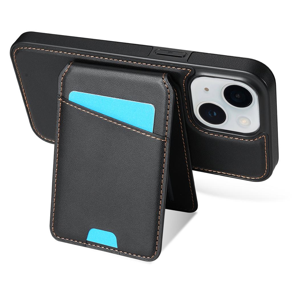 For iPhone 15 Case Compatible with MagSafe Detachable Card Holder Kickstand Leather Phone Back Cover