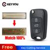 KEYYOU New 3 Buttons Flip Remote Key Shell For Hyundai I30 IX35 Kia K2 K5 Sportage Picanto 3 Rio Folding Remote Key Cut Blade