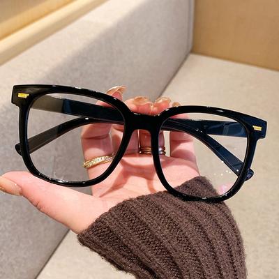 Anti-blue Light Glasses for Men Women Fashion Retro Oversized Frame Flat Light Eyeglasses Transparent Lenses Computer Glasses