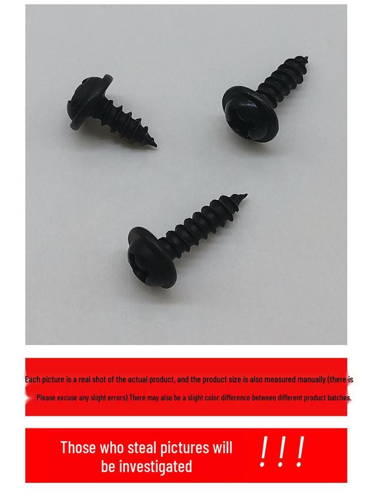 Golden, Silver, and Black Self-Tapping Wide Head Screws with Washers
