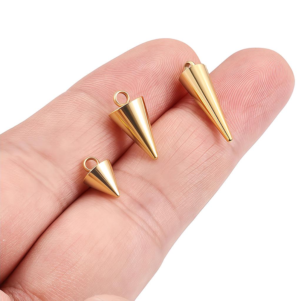 5/10Pcs Stainless Steel Cone Charms Pendants Retro Bullet Spike Bead Charm for Necklace Earring Bracelet Jewelry Making Findings