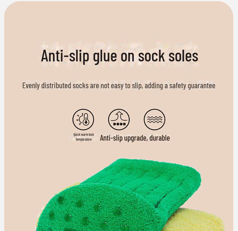 Dicke Korallenfleece-Anti-Rutsch-Indoor-Socken für Jungen, mittelhoch, warm für Herbst/Winter.