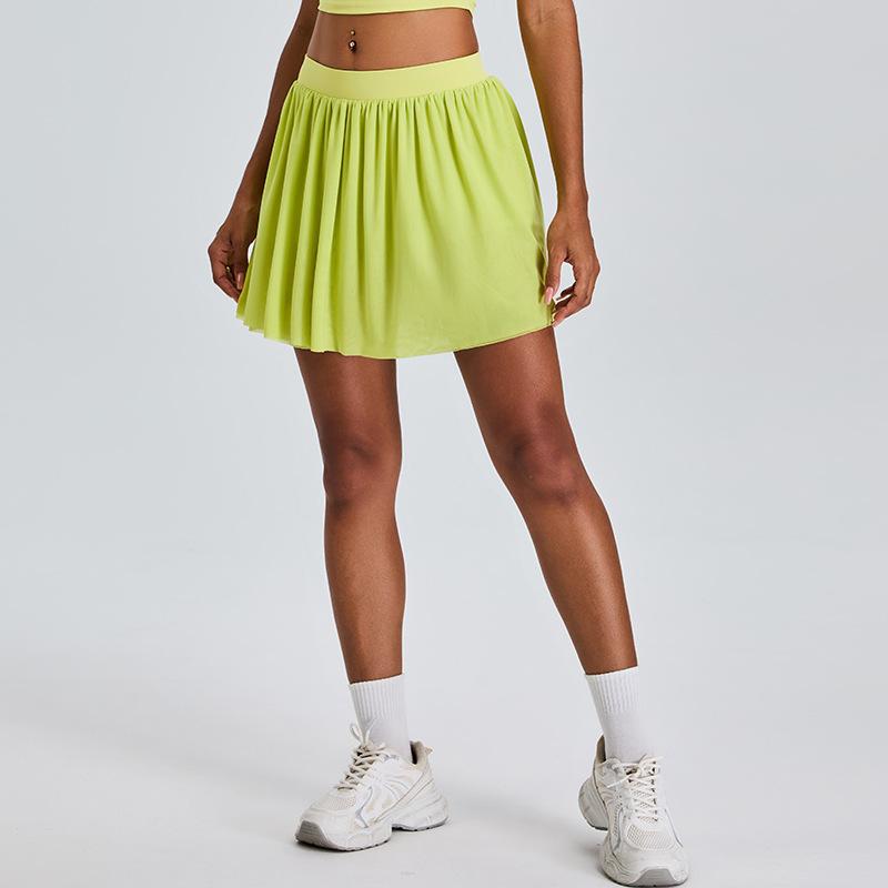 

New Cloud Inspired Breathable Yoga Short Skirt For Women, Mesh And Pleated Skirt, Anti Glare Outdoor Casual Fitness Shorts For Women XL