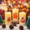 Eywamage Fiber Optic Flameless Candles with Remote, Cardinal Gingerbread Candy Canes Candles Flickering LED Pillar Candles Set of 3