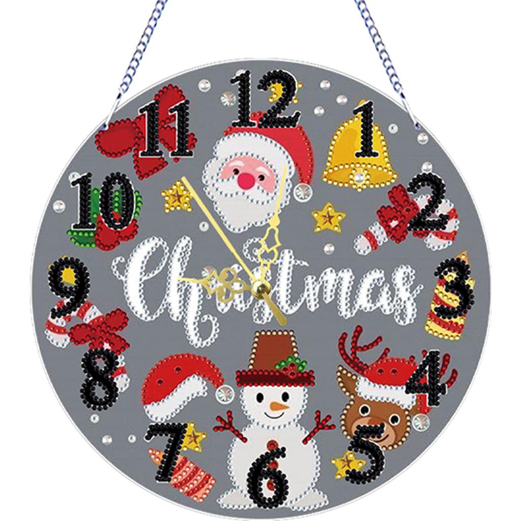1Pc DIY Diamond Painting Clock Acrylic Special Shape Xmas 5D Diamond Painting Clock Xmas Diamond Art Window Pendants Hanging