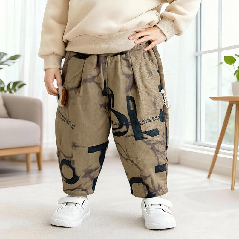 Children's Thickened Quilted Cotton Pants - Stylish Warm Winter Clothing for Boys and Girls