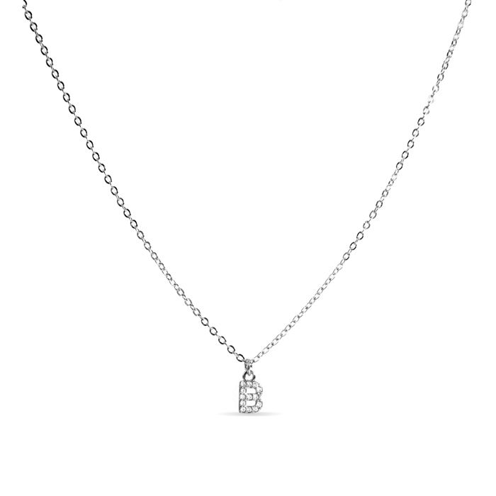 Collier Luxenter avec Zirconium brillant argenté - Alphabet B
