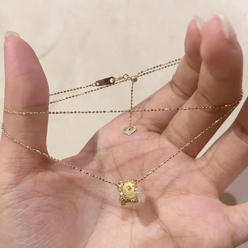 Inspiration fashion classic star chain collar inlaid diamonds light luxury small cylindrical necklace pendant party 45cm