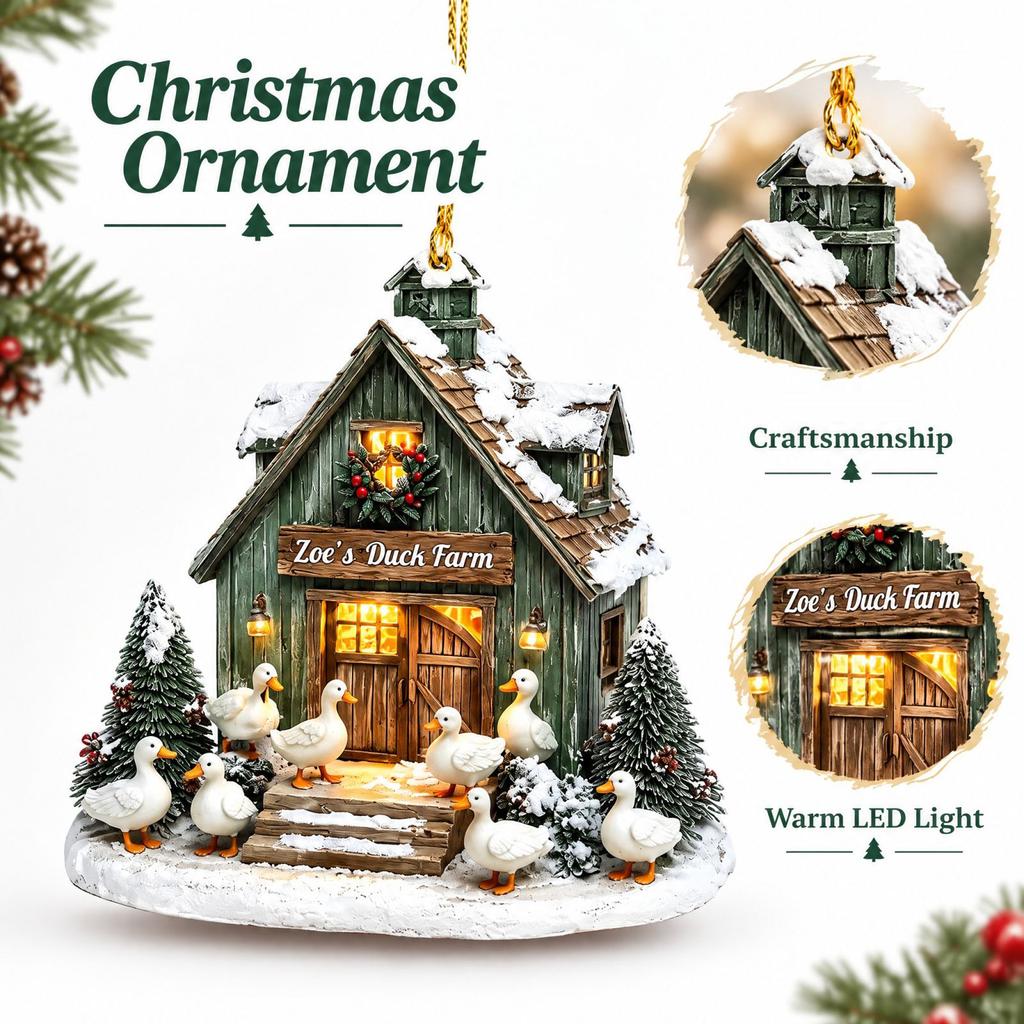 Christmas Animals and Acrylic Hanging Ornaments, Rustic Holiday Decor, 10