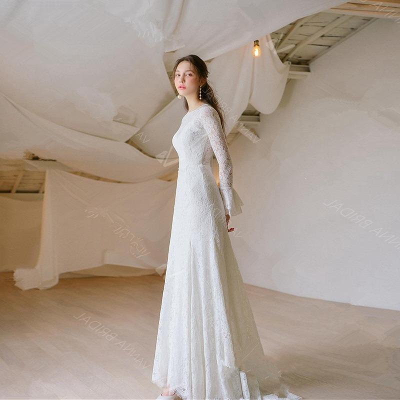Light Wedding Dress Bridal Slim Fit Hepburn Banquet Gala Small Trailing Dress Wedding Party Elegant Dress