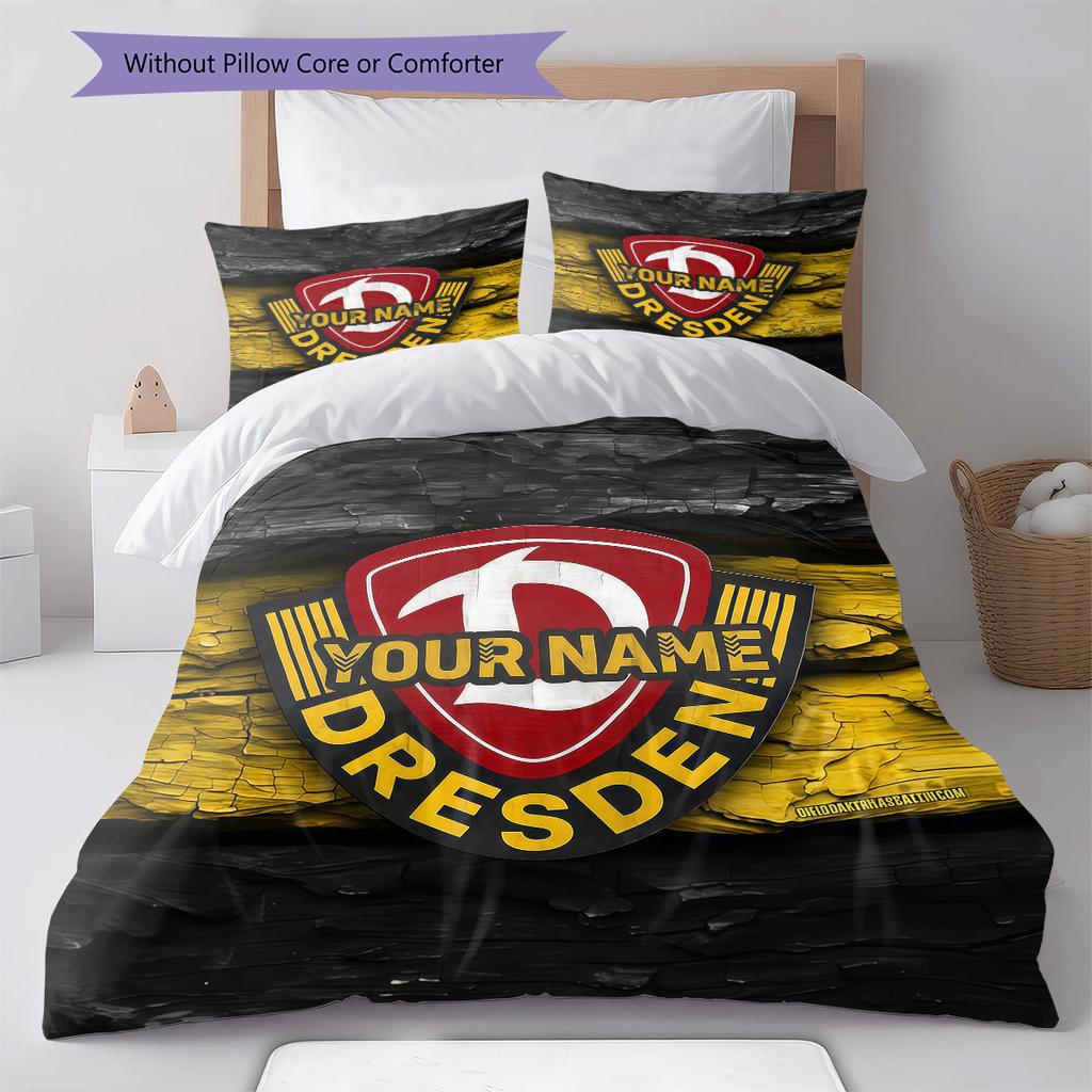 Dynamo Dresden Custom Name Pattern Bedding Quilt Set Quilt Cover Pillowcase Home Birthday Gift(1 * Duvet Cover + 2 * Pillowcase, Without Core)