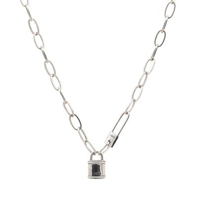Collana con Ciondolo a Forma di Lucchetto in Argento Sterling 925 per Donna Collana a Catena Grossa Gioielli da Festa Collana Regali Vendita all'Ingrosso