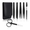 6PCS rofessional Tweezers Set Stainless Steel Precision Tweezer Kit for Eyebrows Facial Hair with Travel Case
