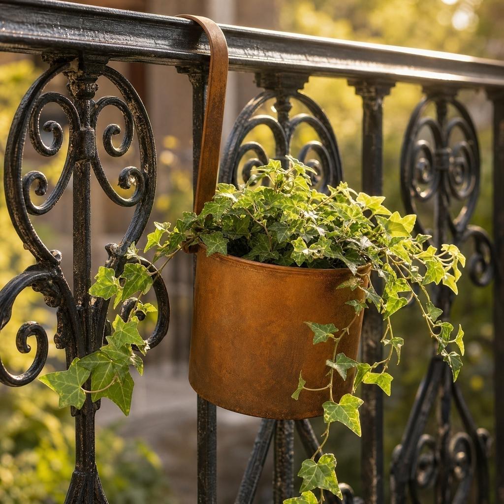 Rustikaler Metall-Eisen Hänge-Blumentopf für den Außenbereich, Heimgarten, Wandmontage, Pflanzenbehälter mit Haken zur Dekoration
