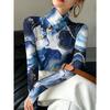 Lady's Sexy High-neck Long-sleeved T-shirt, Soft Texture for Autumn and Winter Tops, Machine Washable