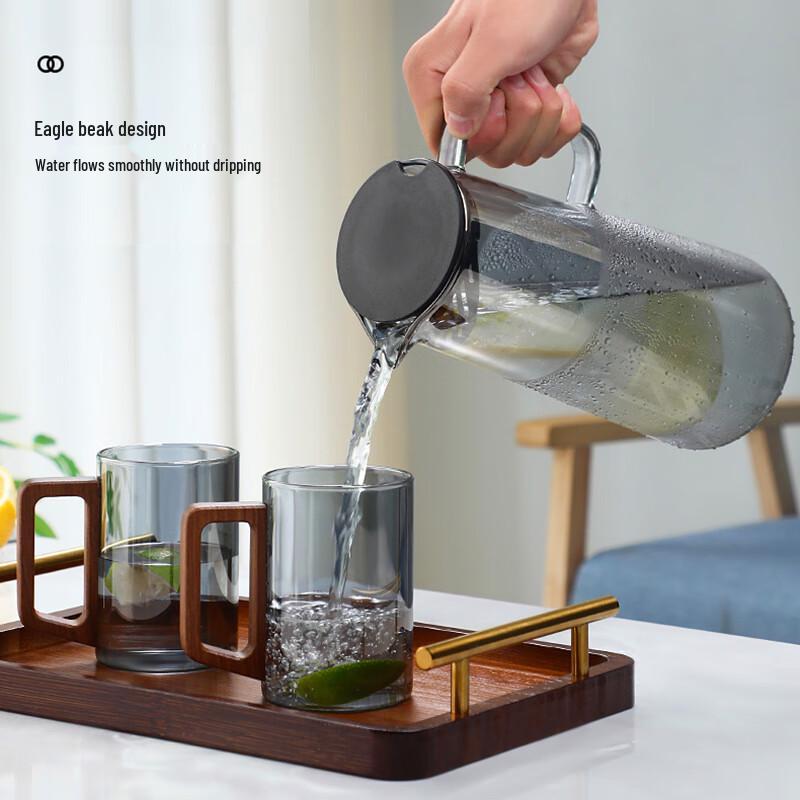 Naijiang Glass Water Cup Set with Wooden Handles