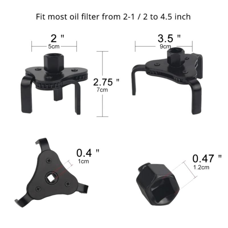 Black Universal Oil Filter Wrench Adjustable Install Uninstall Removal Key Repairing Tool Car Repair Tools Removal Tool