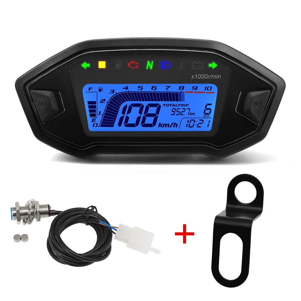 Motorcycle Speedometer Universal Moto Dashboard 7 Colors Backlight Adjust Fuel Gauge LCD Odometer Digital for 1 2 4 Cylinder лавандовый