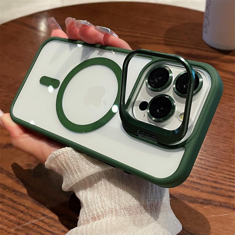 Magnetic Camera Stand Holder Clear For iPhone 15 14 13 12 11 Pro Max Plus For Magsafe Lens Mount Bracket Shockproof Cover Funda
