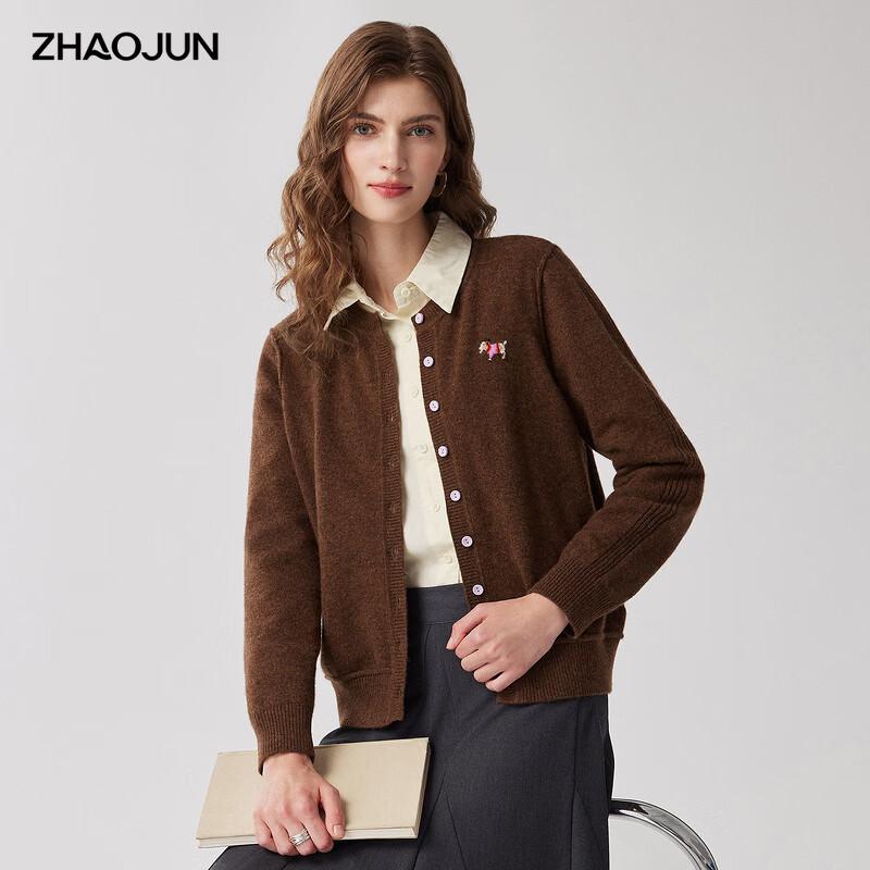 Zhaojun Women's 100% Cashmere Melange Knit Cardigan