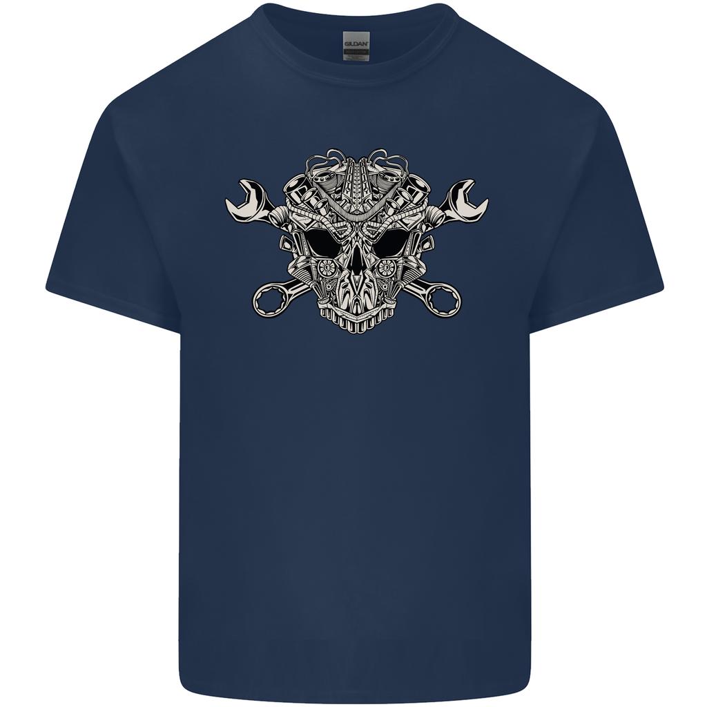 Mechanic Engine Skull Unisexs Light Cotton TShirt