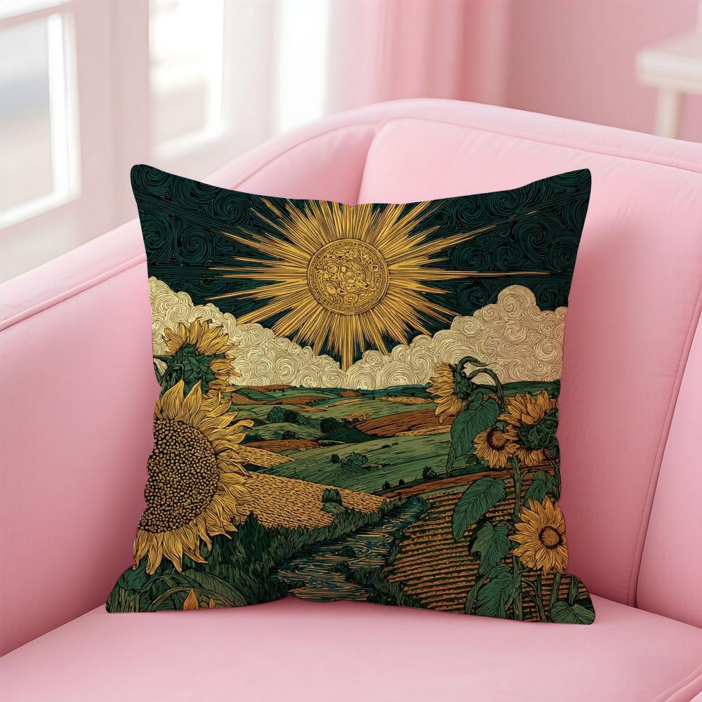 HOT Sun Print Funy Abstract Art Cushion Cover Linen Pillowcase Cover Soft Decor for Sofa Home Room