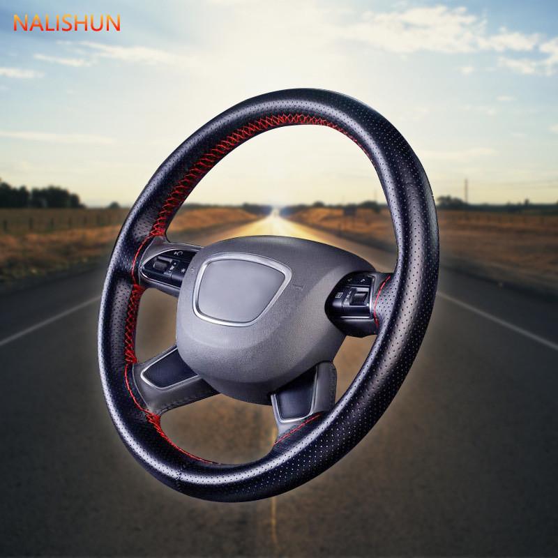 Steering Nonslip Car Wheel Cover Handsewn Sweatabsorbing Leather Fit Universal
