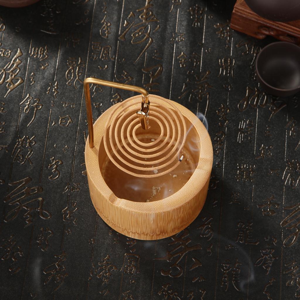 Natural Bamboo Incense Burner Upside Down Spring Clip Incense Holder Incense Plate Ash Catcher Home Decor