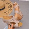 Summer New Slippers Retro Casual Flower Thick Bottom One-character Women's Slope Heel Cool Slippers Women