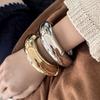 DIEZI Vintage Hip Hop Wide Cuff Bangles Punk Gold Silver Color Geometric Metal Spring Bangles For Women Bracelets Men Jewelry