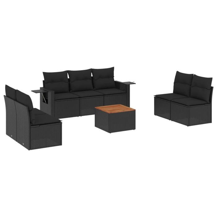 VidaXL Garden Lounge Set with Cushions 8 Pcs, Patio Sofas, Patio Furniture Set, Outdoor Furniture, Black 3224515