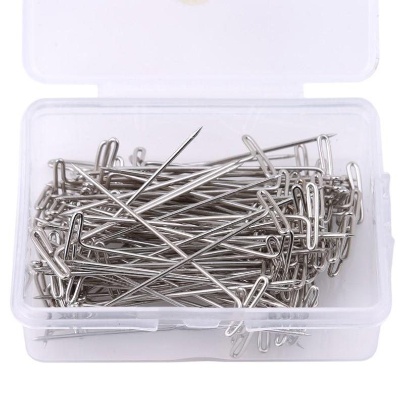 50/100Pcs 27/32/38/45/51MM T Pin Needles Wig Making T Pins for Blocking Knitting Assorted Sizes T-Pins Stainless Steel