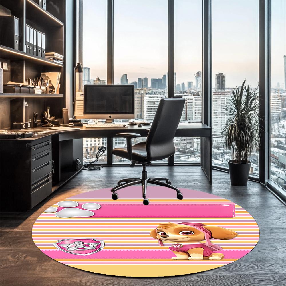 PAW Patrol Printed Round Rug Carpet Chair Rug Area Rug Entryway Doormats,for Office Chair Living Room Bedroom Kitchen Room.