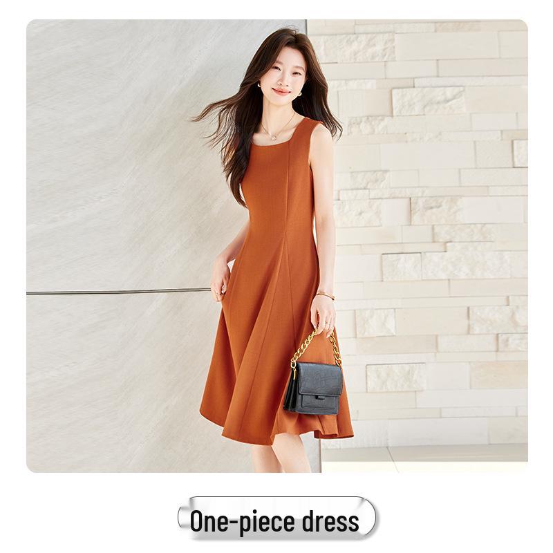 Elegant Summer Sleeveless Vest Dress - Women s Slimming Formal Bodycon Fashion Double Extra Large оранжевый