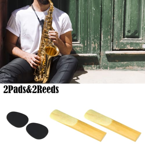 akindou E-flat Alto Saxophone Mouthpiece with 2 Reeds and 2 Mouth Cushions (Gold Ligature) for Jazz