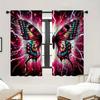 2PC Butterfly Curtain Set, Vivid Color Wings with  Effect On Dark Background, Mystical Drapes for Living Room & Bedroom Decor