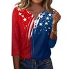 Women's T Shirt Independence Day Print Button 3/4 Sleeve Daily Weekend Fashion Basic V- Neck Regular Top