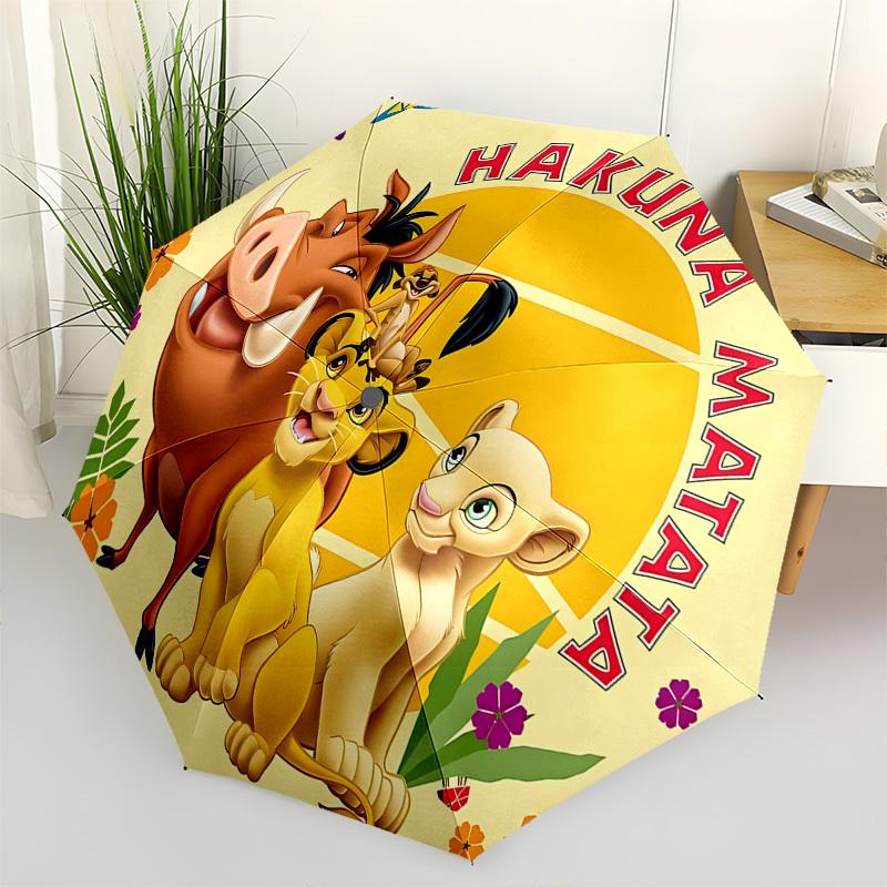 

Lion King, Hakuna Matata Themed Automatic Opening and Closing Umbrella, Brightly Colored 8-rib Portable Umbrella, Suitable for Men and Women
