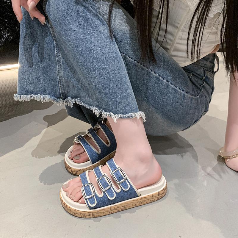 Internet Celebrity Cool Slippers Women Wear 2025 New Summer Thick Bottom Retro Boken Japanese Cool Slippers Beach Cool Slippers