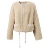 Sancai 2025 Winter Short Faux Fur Trim Wool Blend Coat